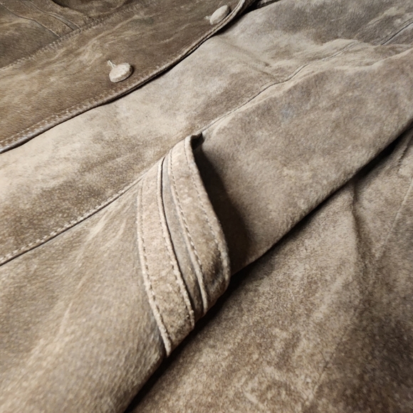 BROWN SUEDE FAUX SUEDE JACKET WOMENS SIZE SMALL - Picture 9 of 16
